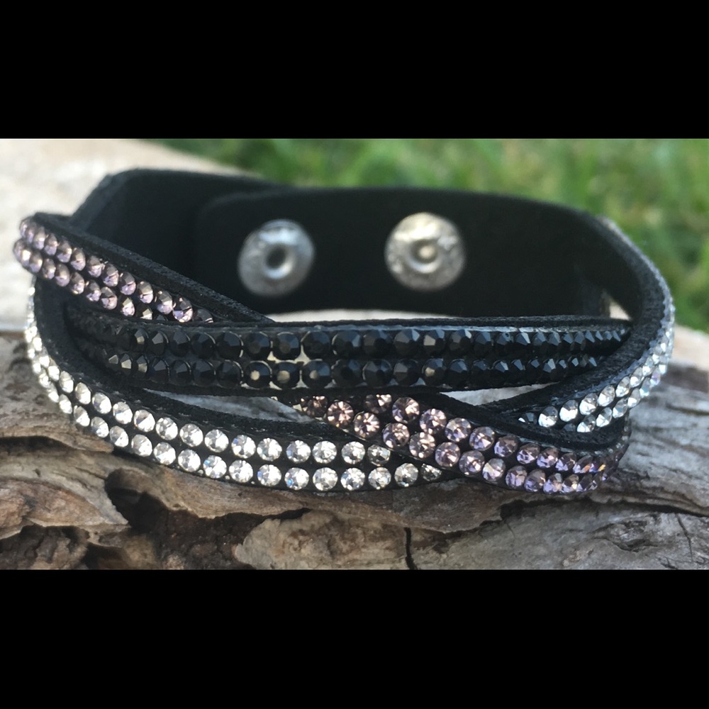 Black Rhinestone Wrap Bracelet